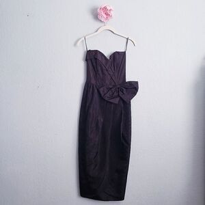 Gunne Sax Vintage Black Big Bow Strapless Dress